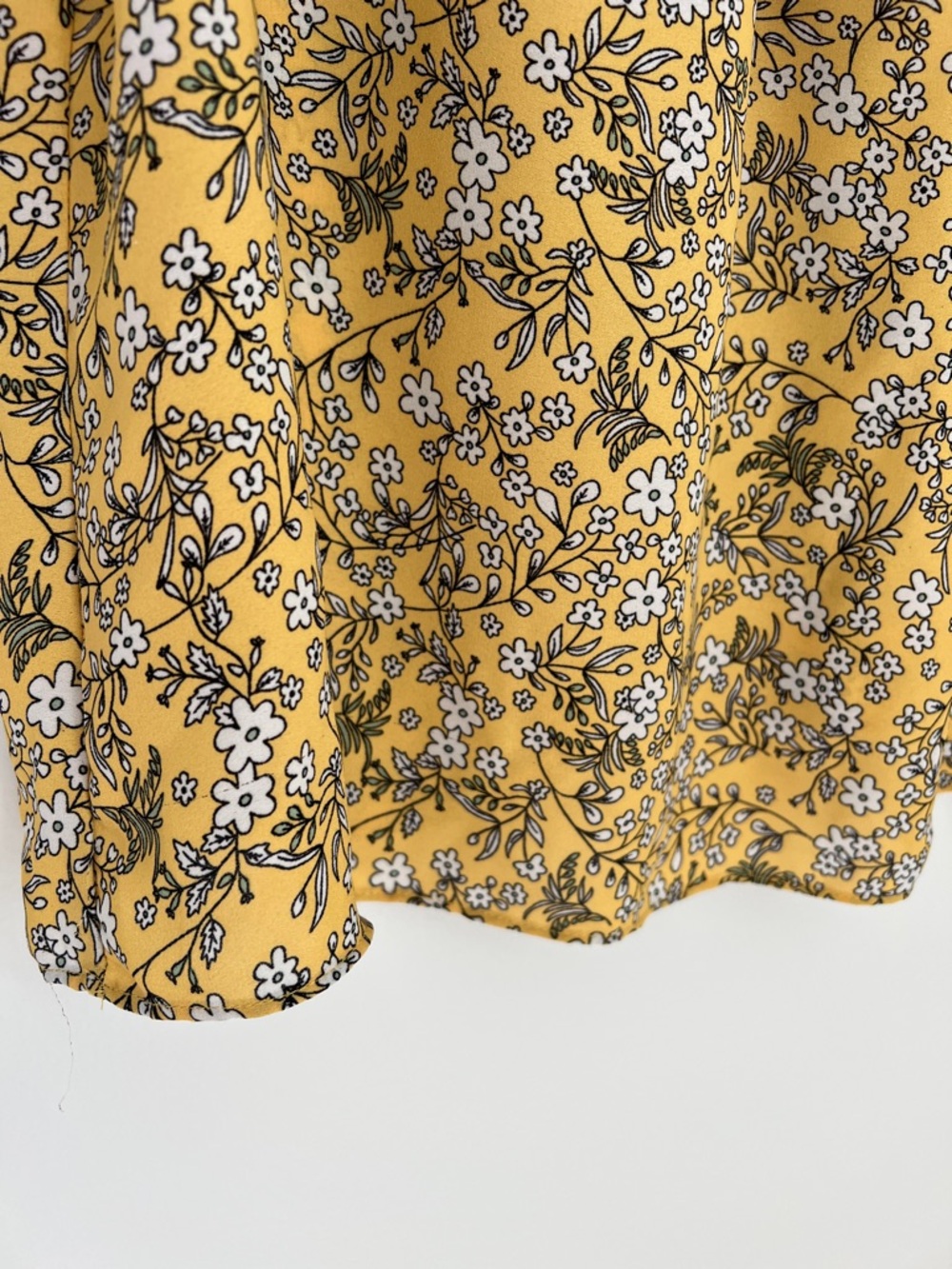 Max Studio Mustard Floral Tie-Neck Peasant Office Blouse Style #A703D31 Size L - Picture 6 of 17
